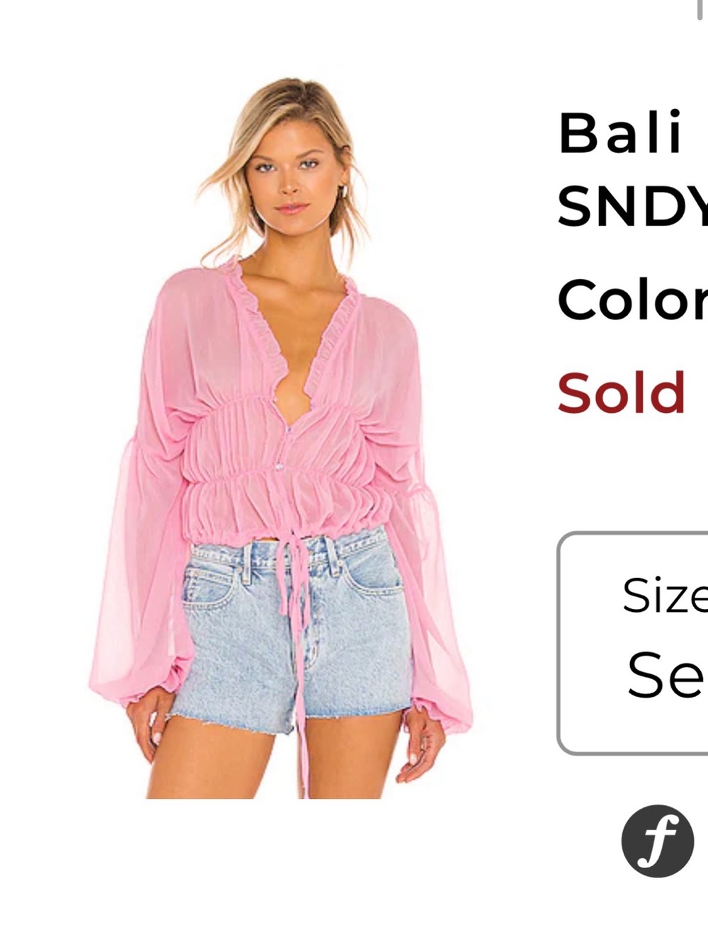 Bali Pink Sheer Ruffle Tie-Front Blouse by Bali